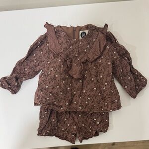 Brown Floral Baby Outfit